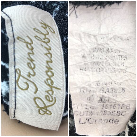 Trend Responsibly (L) USA Y2K Women Black White Floral Racerback Swing Cami Top - Picture 5 of 5